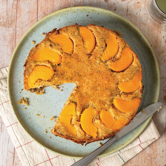 Peach, pear and parsnip upside down cake