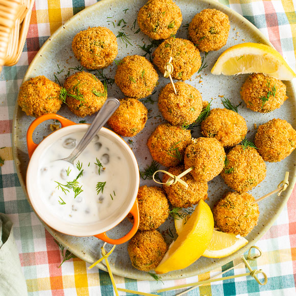 Salmon bean and pea fishcake bites