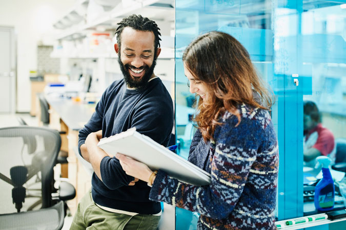 male and female scientist