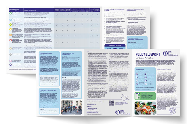 Policy blueprint for cancer prevention on white background